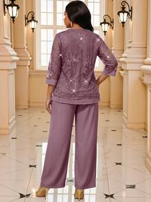 Fleurora Plus Size Suit Sets - Dusty Pink - View 2