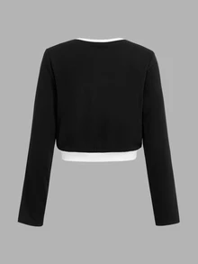 Firerie Kids Tween Girl Colorblock Long Sleeve T-Shirt And Pants Casual Daily Outfit Set - Black - View 6