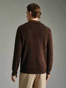 Calmiston 男士字母圖案休閒日常穿著長袖針織衫 - 彩色 - 查看 7