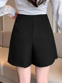 DAZY Women's Elegant Minimalist Button Skort For Office Commute - Black - View 4