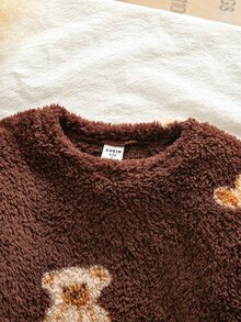 SHEIN 女童卡通圖案長袖T恤與長褲休閒日常套裝 - 彩色 - 查看 3