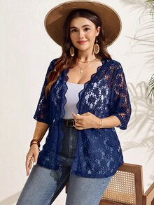 SHEIN LUNE 大尺碼輕質夾克 - 藏蓝色 - 查看 6