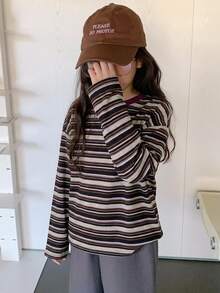 Dazy Kids Tween Girl Striped Casual Daily Long Sleeve T-Shirt - Multicolor - View 1