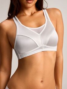 Barelissa Women's Wireless Satin & Mesh Fabric Patchwork Bra, 1pc - White - View 7