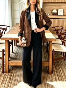 Zayélia Women's Polka Dot Long Sleeve Top And Loose Pants 2 Pieces Set - Multicolor - View 4