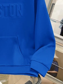 SHEIN 兒童青少年男孩休閒藍色字母與圖案印花運動衫，寬鬆版型，開學季秋冬連帽衛衣，適合學校、街頭、派對穿著 - 藍色 - 查看 8