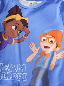 Blippi X SHEIN Young Boy Crew Neck Short Sleeve Casual Versatile T-Shirt - Blue - View 6