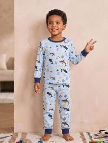 Young Boy 1 Set Fitted Casual Minimalist Cartoon Pattern Undershirt, Suitable For Autumn/Winter - Multicolor - View 5