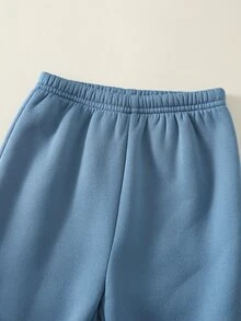 SHEIN 2件組 嬰兒男孩女孩適用 卡通恐龍圖案拼色圓領長袖套頭運動衫＋鬆緊腰長褲套裝 - 彩色 - 查看 6