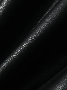 DAZY Solid Color Loose Long Sleeve Hem Cuffed Zipper PU Leather Jacket Casual Streetwear Daily Autumn Winter Women's Leather Jacket - Black - View 6