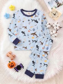 Young Boy 1 Set Fitted Casual Minimalist Cartoon Pattern Undershirt, Suitable For Autumn/Winter - Multicolor - View 4