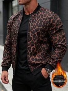 Manfinity Homme 男士時尚百搭豹紋拉鍊長袖夾克 - 彩色 - 查看 6