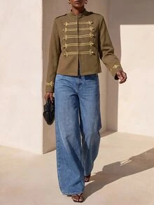 Zivah Women's Button-Up Long Sleeve Casual Jacket - Olive Green - View 4