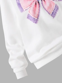 SHEIN Sparklyn Tween Girls T-Shirt Set, Pink Purple, Top + Long Pants 2 Pieces Set, Loose Fit, Daily Wear, Fashionable Versatile, Casual, Collar, Round Neck, Print, Zipper, Comfortable, Autumn, Cute - White - View 8