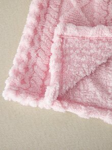 SHEIN Sparklyn Tween女孩休閒百搭日常校園穿著愛心提花抓絨領開襟中長版秋冬外套 - 粉色 - 查看 7