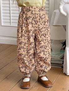 DAZY 2pcs/Set Young Girl Ditsy Floral Elastic Waist Tapered Pants - Multicolor - View 8