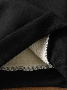SHEIN 2件組男嬰可愛黑色馬刺繡半拉鍊羅紋長袖小立領厚款戶外冬季聖誕秋季假期運動衫褲套裝 - 黑色 - 查看 12