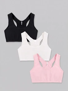 SHEIN Girlism 青少年女孩 3件組運動休閒針織舒適親膚背心內搭衫套裝 - 彩色 - 查看 1