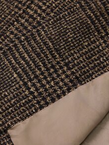 Écloséra Vintage Classic Houndstooth Pattern Dark Plaid Overcoat Loose Drop Shoulder Lapel Double Breasted Design Oversized Silhouette British Academy Style French Slouchy Chic Daily Commute Weekend Date Top Wool Overcoat Jacket - Brown - View 7