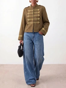 Zivah Women's Button-Up Long Sleeve Casual Jacket - Olive Green - View 8