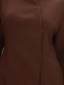 MUSEYN Gaun Blazer Oversized Berstruktur Kepompong Tenun Cokelat, Elegan untuk Kencan Malam, Chic, Musim Gugur - Coklat - View 6
