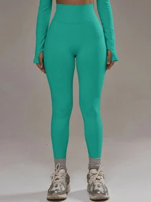 Musera Sport High Rise Seamless Leggings Bottom Only Padel Winter Activewear Sport Gym Workout - Mint Green - View 4