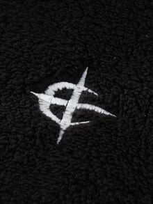 Manfinity Roghcode 男士夾克外套，復古美式街頭風，雙面抓絨內裡，寬鬆高級感，老錢風，山系風格，極簡風，日常百搭，時尚穿搭，開學季，戶外，最佳禮物 - 黑色 - 查看 3