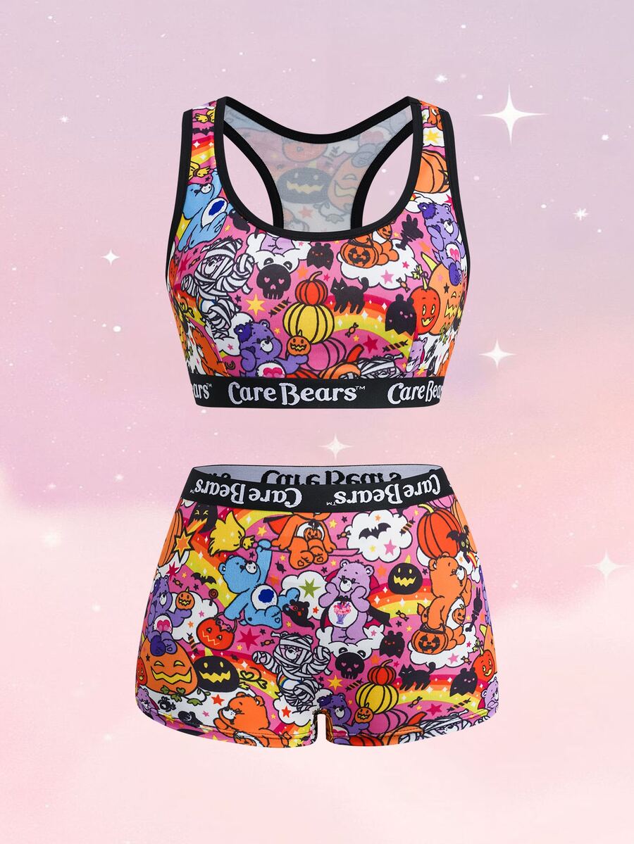 SHEIN X Care Bears Women's Cartoon Print Lingerie Set | SHEIN