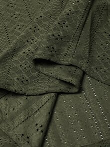 Genlund 男士度假休閒刺繡鏤空鈕扣襯衫 - 軍綠色 - 查看 6