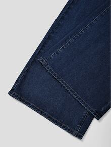 GlowEve Set Denim Kasual Wanita: Atasan Camisole Berpotongan Rapi dengan Hem Berumbai dan Celana Jeans Lebar, Kancing Tunggal - Biru - View 4
