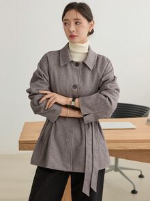 Dazy-Less Women Overcoats - Brown - View 6