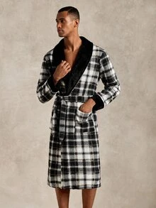 EverLounge Men's British Style Plush Plaid Robe - Multicolor - View 7