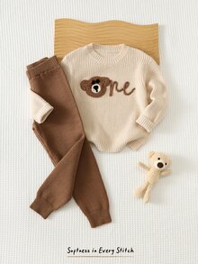 Cozy Pixies Kids Young Boys Autumn Winter Sweater Co-Ords - Apricot - View 8