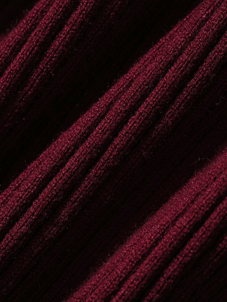 Dazy Plus Solid Color Turn Collar Notch V-Neck Elastic Fitted Long Sleeve Burgundy Pullover Sweater