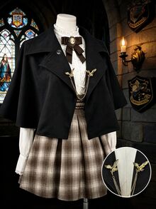 Sweetra 大尺碼女款學院風披肩夾克，適合約會、度假、派對、日常出遊、聚會、戶外活動 - 黑色 - 查看 1