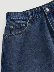 SHEIN Women's Asymmetrical Hem Denim Skirt - Blue - View 3