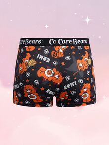 SHEIN X Care Bears Men's Letter Waistband Cartoon Print Casual Boxer Briefs - Black - View 2