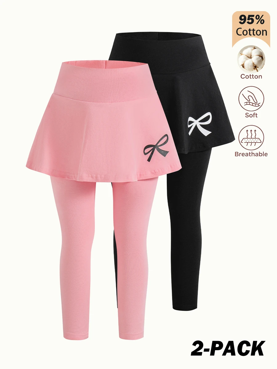 SHEIN 2PCS Young Girls Leggings - Multicolor - View 1