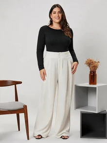 SHEIN BASICS Plus Size Bodysuits - Black - View 4