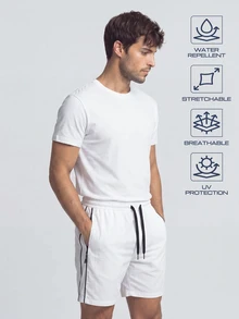 TekDrob Water Repellent And UV Protection Active Shorts With Contrast Details - White - View 1