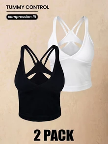 VARSIVA 2PCS Women Sports Bras - Black and White - View 3