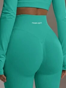Musera Sport High Rise Seamless Leggings Bottom Only Padel Winter Activewear Sport Gym Workout - Mint Green - View 2