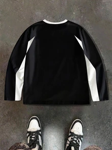 SHEIN Teen Boy Letter Graphic Contrast Raglan Sleeve Tee - Multicolor - View 2
