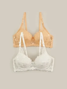 Bralution Women's Solid Color Lace Patchwork Bow Decor Comfortable Elegant Bustier - Multicolor - View 1