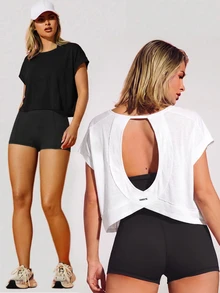 VARSIVA 2PCS Women Sports Tees & Tanks - Black and White - View 5