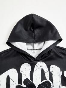 SHEIN 青少年男孩卡通印花連帽衛衣與寬鬆長褲套裝 - 彩色 - 查看 5