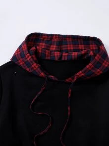 Rusticease Plus Size Colorblock Layered Drawstring Hooded Long Sleeve Sweatshirt Casual Streetwear Fall Winter 2026 - Multicolor - View 4