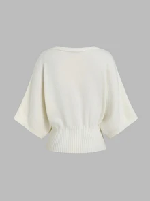 Sweetra Women's Autumn/Winter Casual Youthful Cross-Cut Waist Cinched Bow Knit Top - Multicolor - View 2