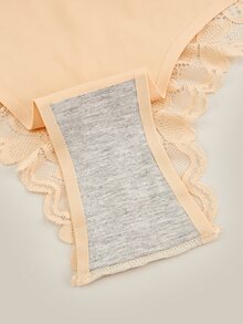 Bralution 女款純色蕾絲拼接舒適日常三角內褲套裝 - 彩色 - 查看 3