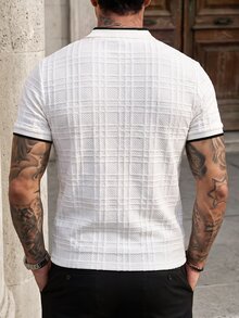 Manfinity CasualCool 男士純色休閒翻領 Polo 衫 - 白色 - 查看 2